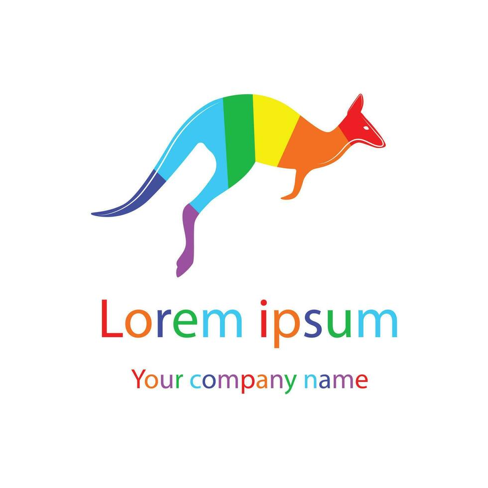 canguru pulando logotipo modelo vetor ilustração com rambo cores único conceito.