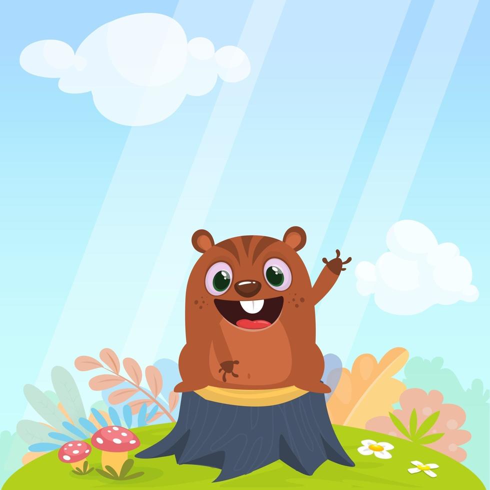 ilustração vetorial de marmota feliz dos desenhos animados vetor