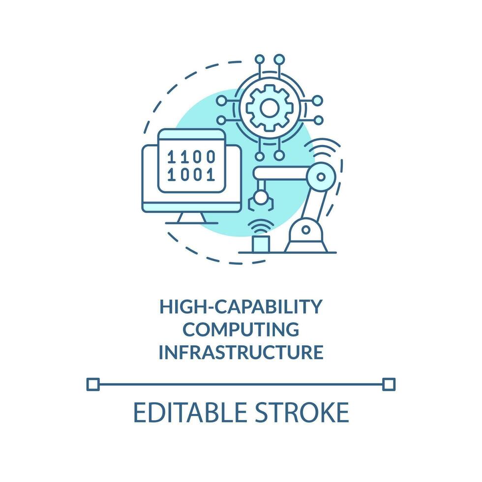 Alto capacidade Informática a infraestrutura turquesa conceito ícone. Estado isto financiamento abstrato idéia fino linha ilustração. isolado esboço desenho. editável acidente vascular encefálico vetor