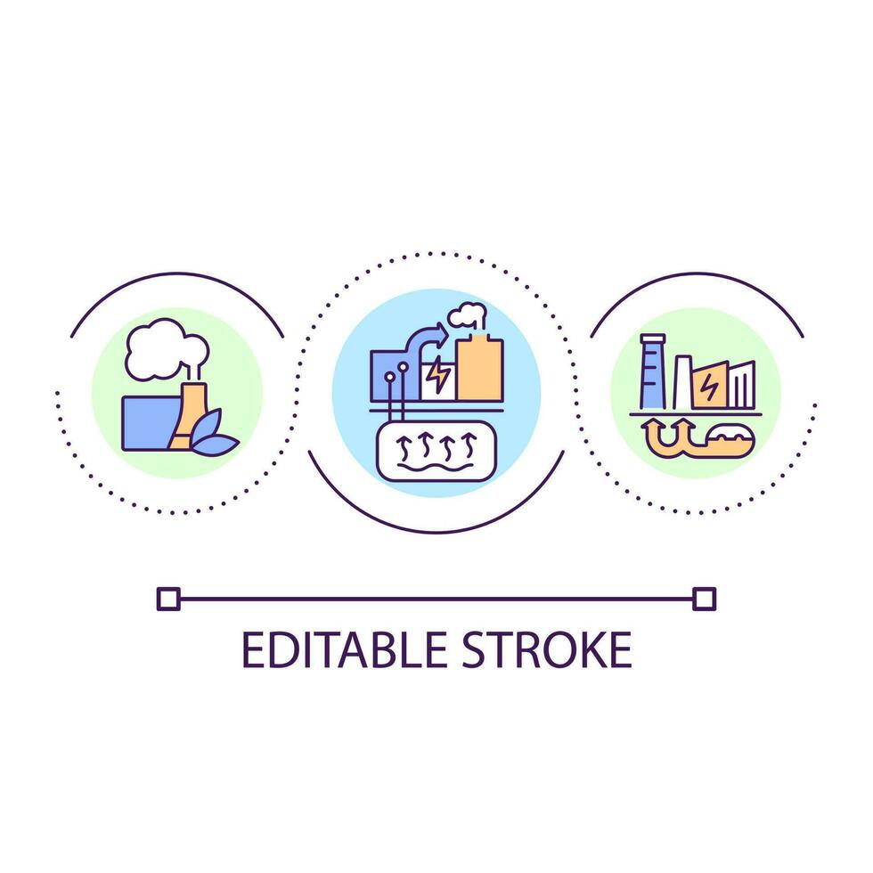 geotérmico poder estação ciclo conceito ícone. eletricidade geração. alternativo fonte do energia. abstrato idéia fino linha ilustração. isolado esboço desenho. editável acidente vascular encefálico vetor