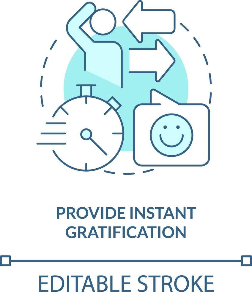 providenciar instante gratificação turquesa conceito ícone. conduzir retenção abstrato idéia fino linha ilustração. isolado esboço desenho. editável acidente vascular encefálico vetor