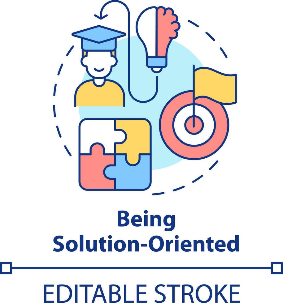 ser solução orientada conceito ícone. resiliência habilidade abstrato idéia fino linha ilustração. alcançar pessoal metas. isolado esboço desenho. editável acidente vascular encefálico vetor