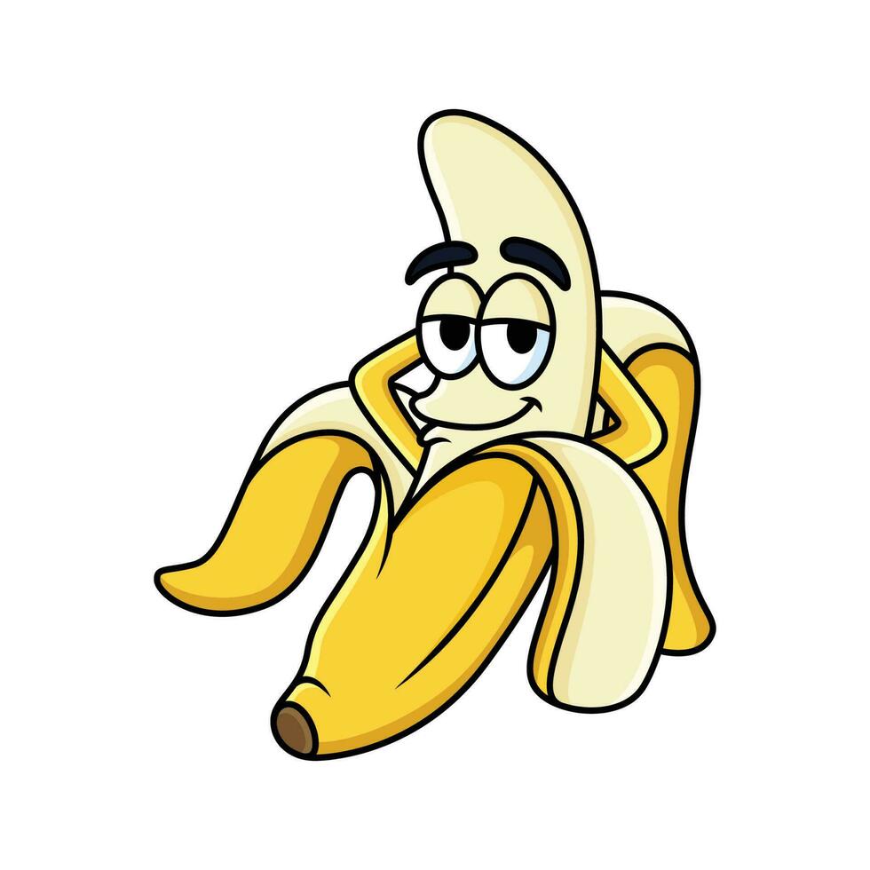 banana desenho animado é relaxante com uma legal expressão vetor