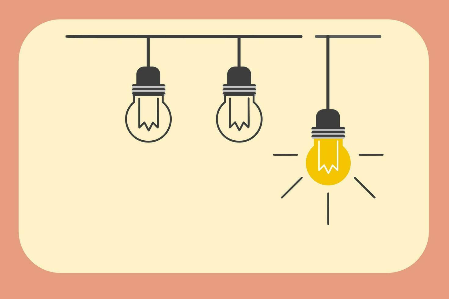 ilustração do a idéia luz lâmpada com uma lâmpada suspensão a partir de isto. criativo idéia conceito do simplificando complexo o negócio processo problema vetor