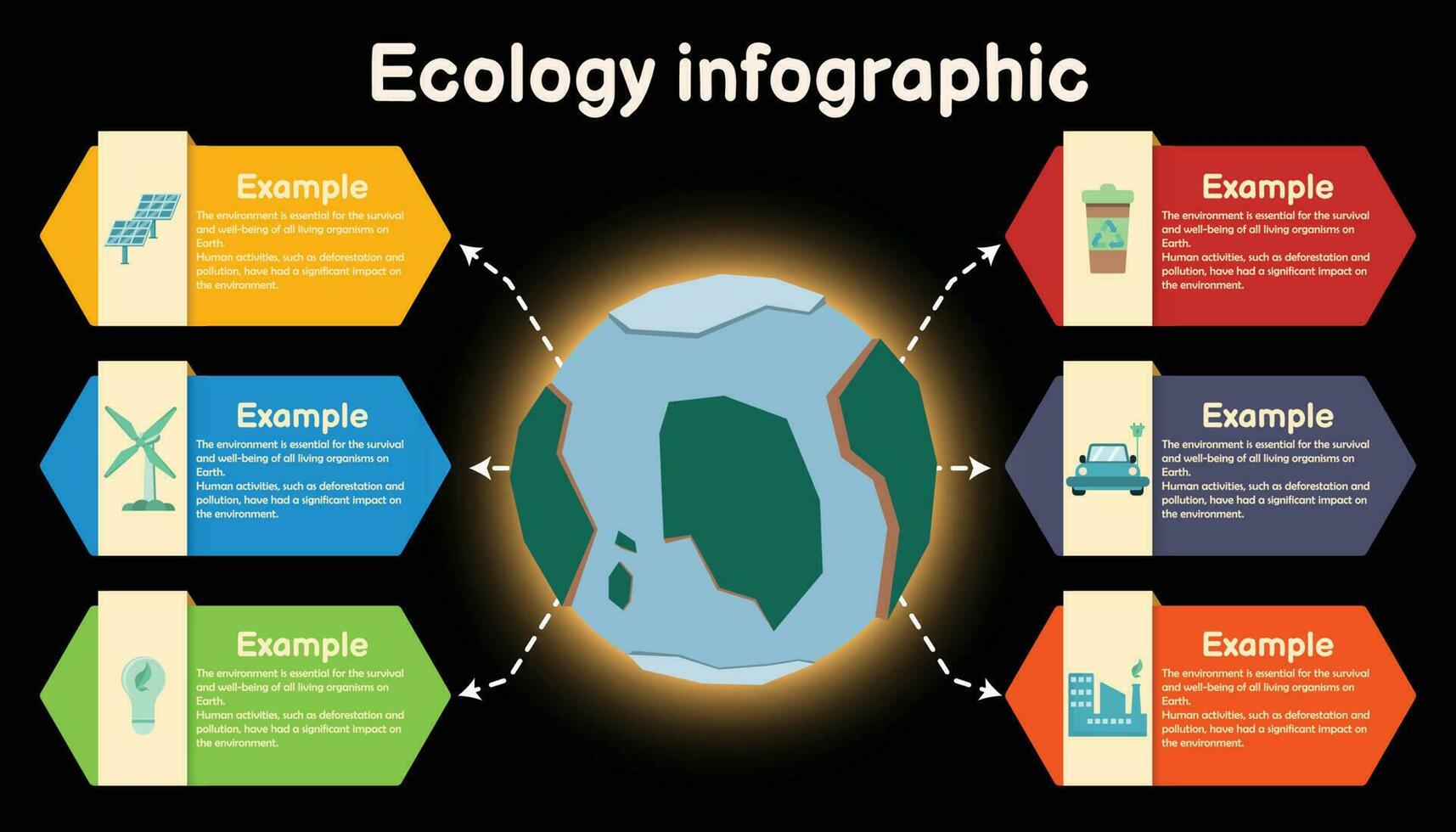 infográfico renovável energia modelo para energia consumo sustentável em formação apresentação. vetor hexágono e ícone elementos. ecologia moderno fluxo de trabalho diagramas. relatório plano 6 tópicos