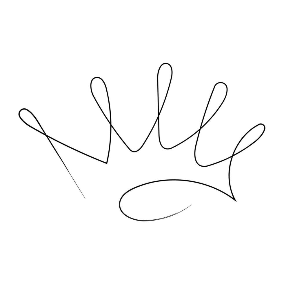real coroa, rainha ou Princesa diaden, tiara cabeça, rei dentro rabisco estilo, mão desenhado linha isolado em branco fundo. vetor ilustração