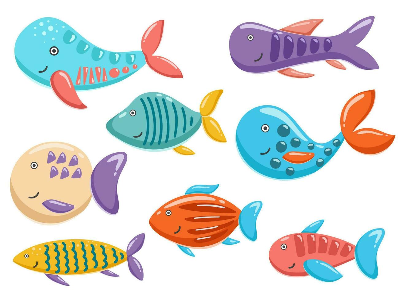 tropical peixe definir. colori peixe coleção vetor