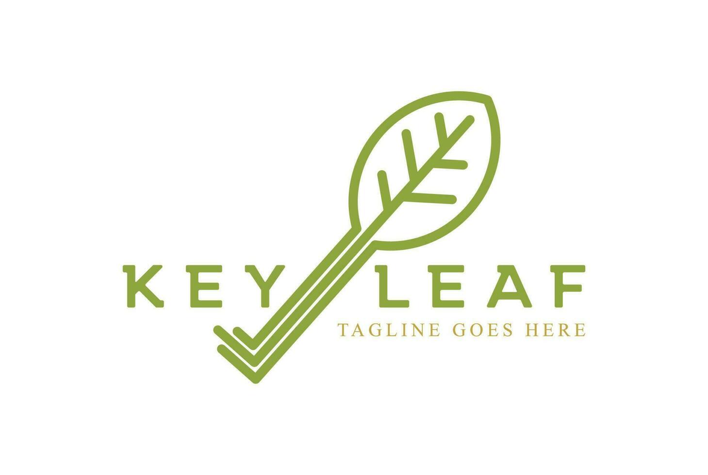 simples minimalista fresco verde chave folha árvore plantar logotipo Projeto vetor