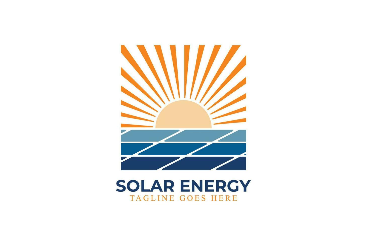 Sol ou nascer do sol com solar painel para renovável poder energia logotipo Projeto vetor