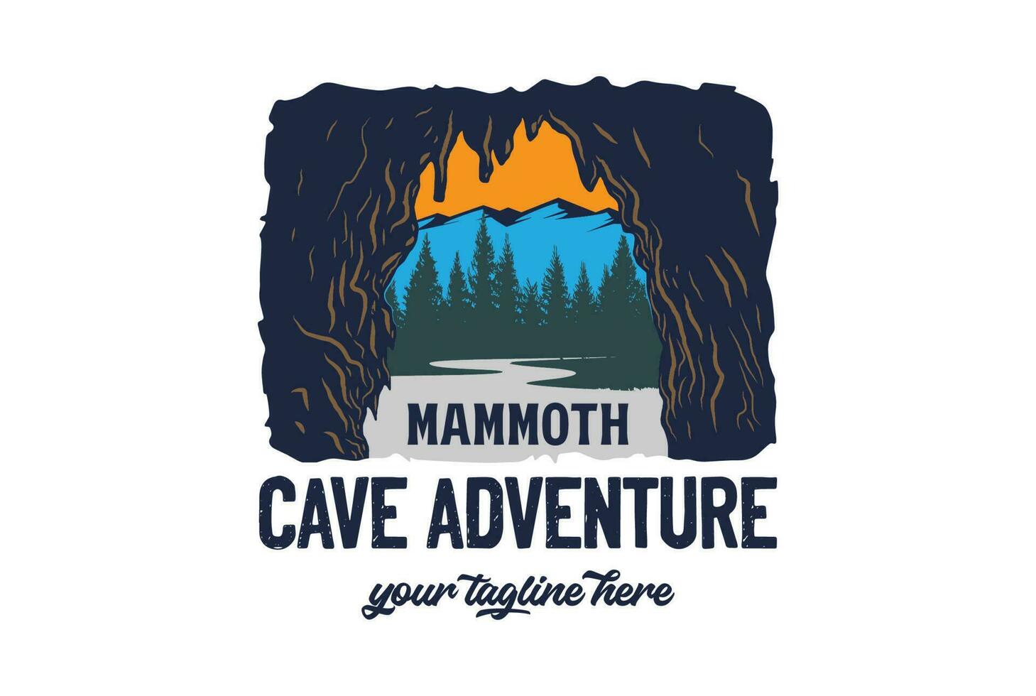 vintage retro americano mamute caverna nacional parque para ao ar livre aventura t camisa logotipo ilustração vetor