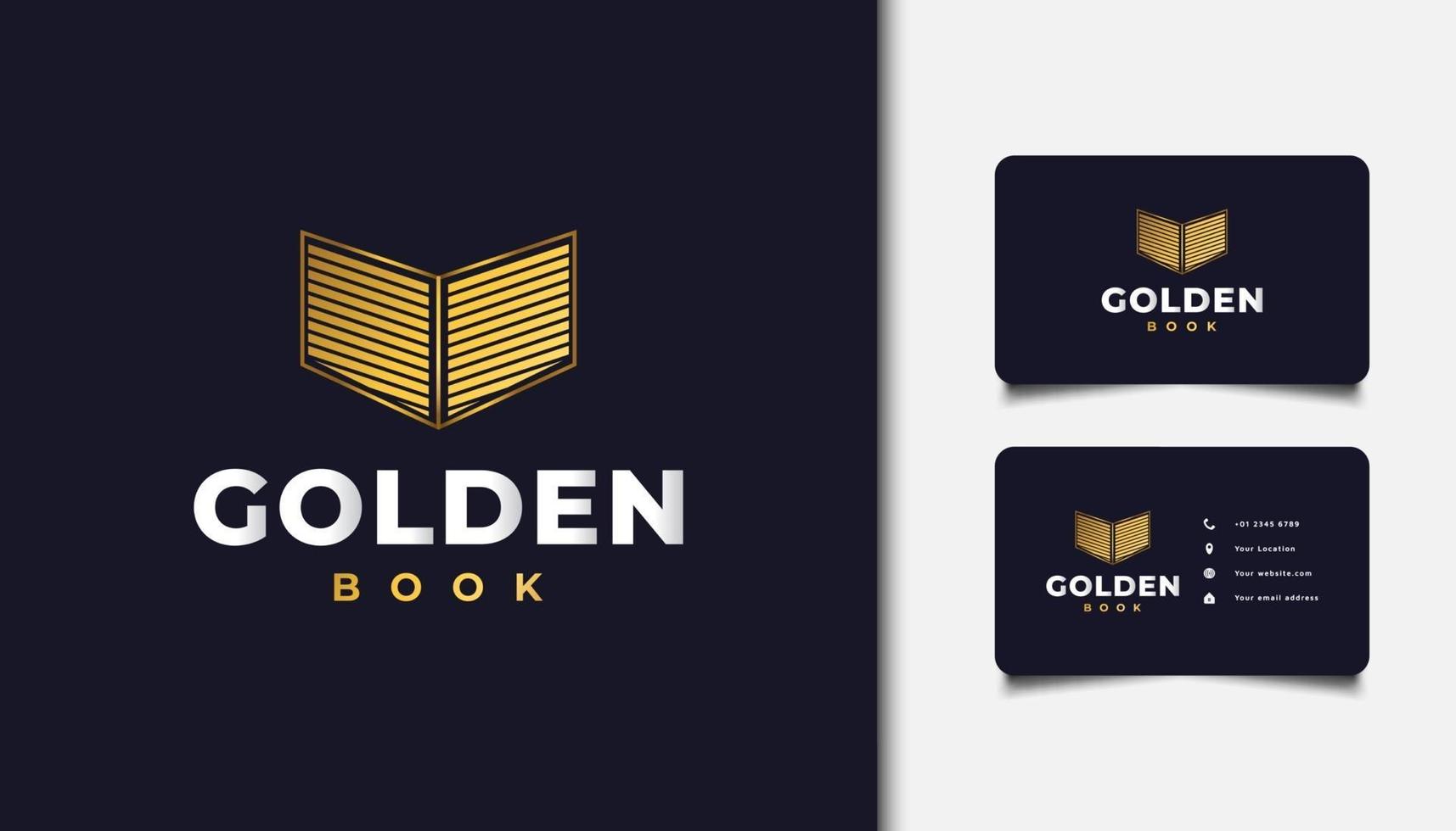 logotipo do livro aberto em gradiente dourado vetor