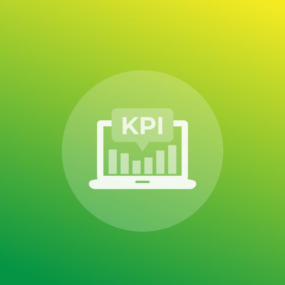 ícone kpi com laptop e gráfico analítico vetor