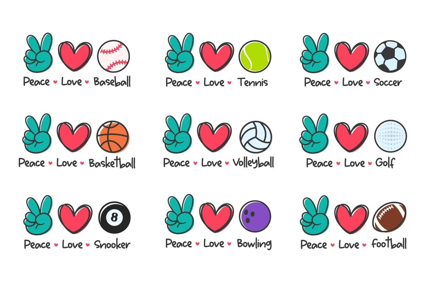 projeto da bola do esporte do amor da paz para os amantes do esporte para a saúde vetor