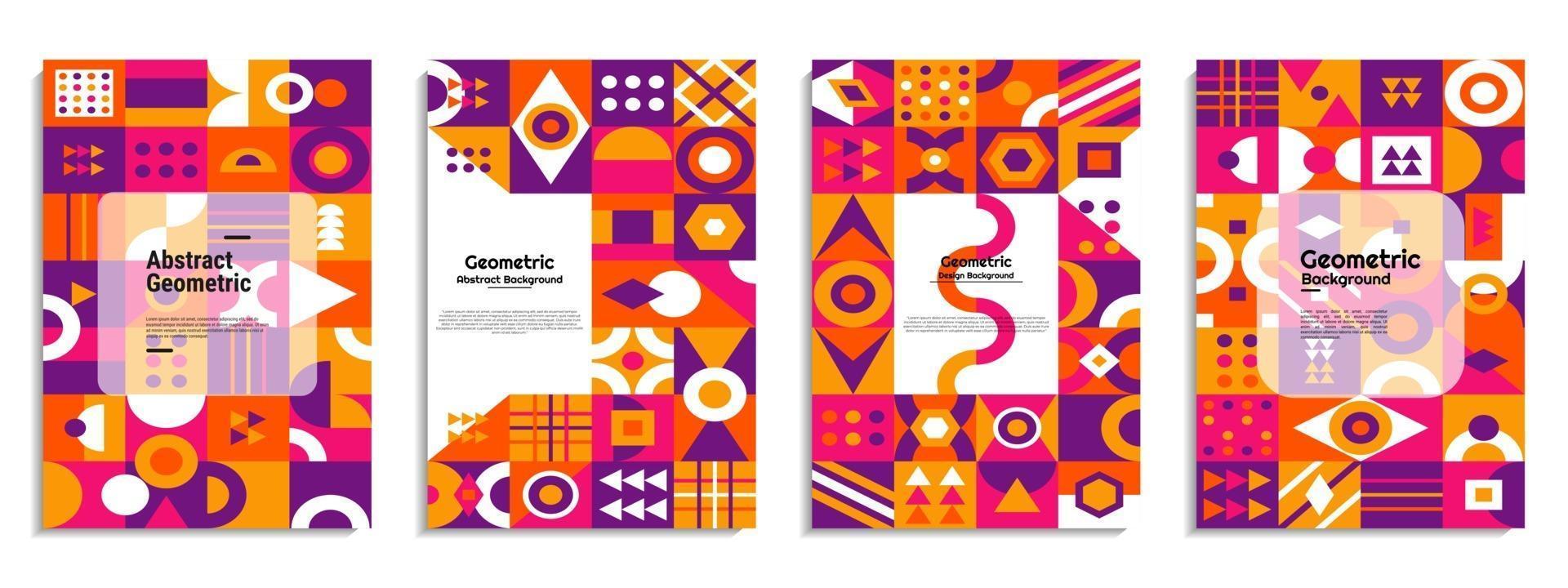 capa abstrata definida fundo de padrão geométrico de bauhaus vetor