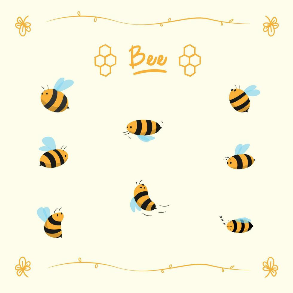 vetor de abelha fofa