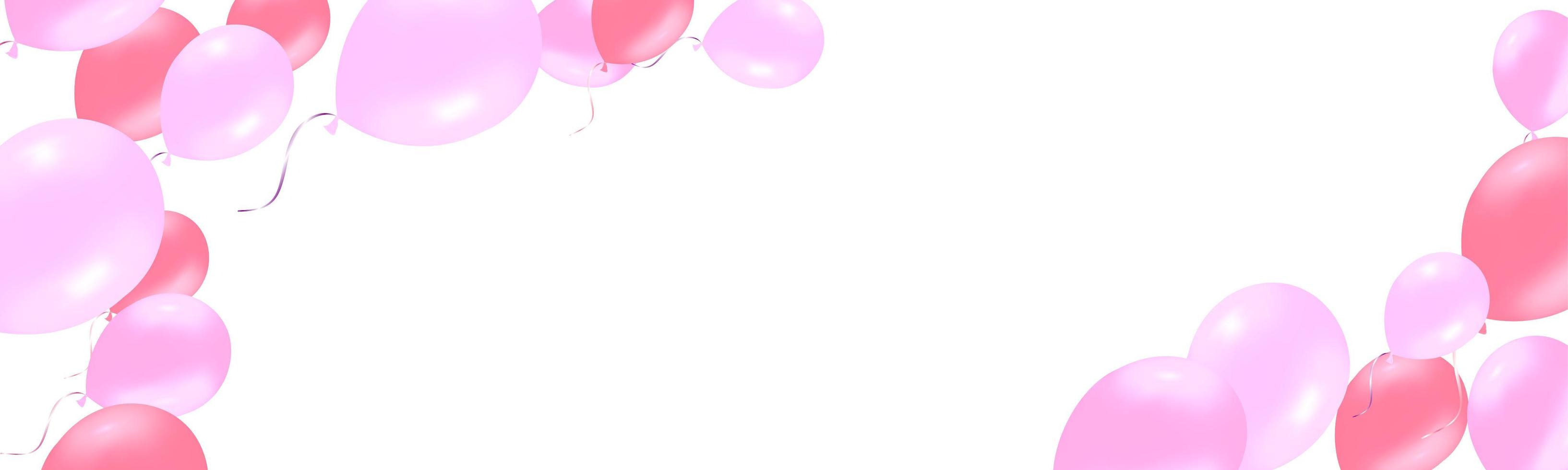banner horizontal com balões de hélio rosa rosa vetor