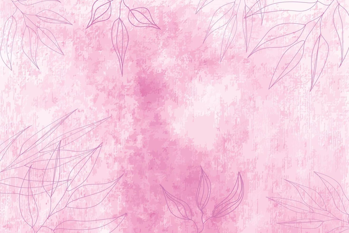 folhas florais em aquarela rosa pintado à mão fundo vetor