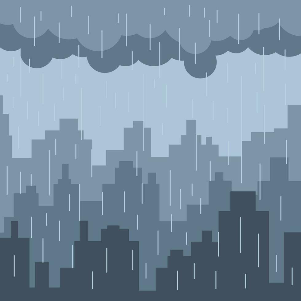chuva dentro a cidade vetor ilustração, isolado fundo.