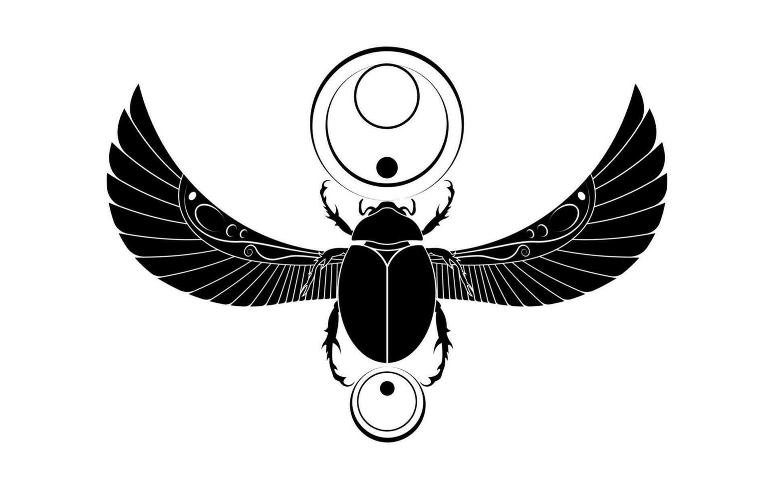 egípcio sagrado escaravelho parede arte Projeto. besouro com asas. vetor ilustração Preto logotipo, personificando a Deus khepri. símbolo do a antigo egípcios. para estar colori isolado em branco fundo
