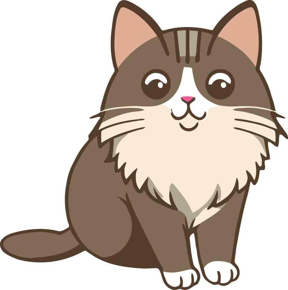engraçado gato e adorável gatinho personagem vetor Projeto com plano cor dentro branco fundo adequado para adesivo, desenho animado e impressão Projeto.