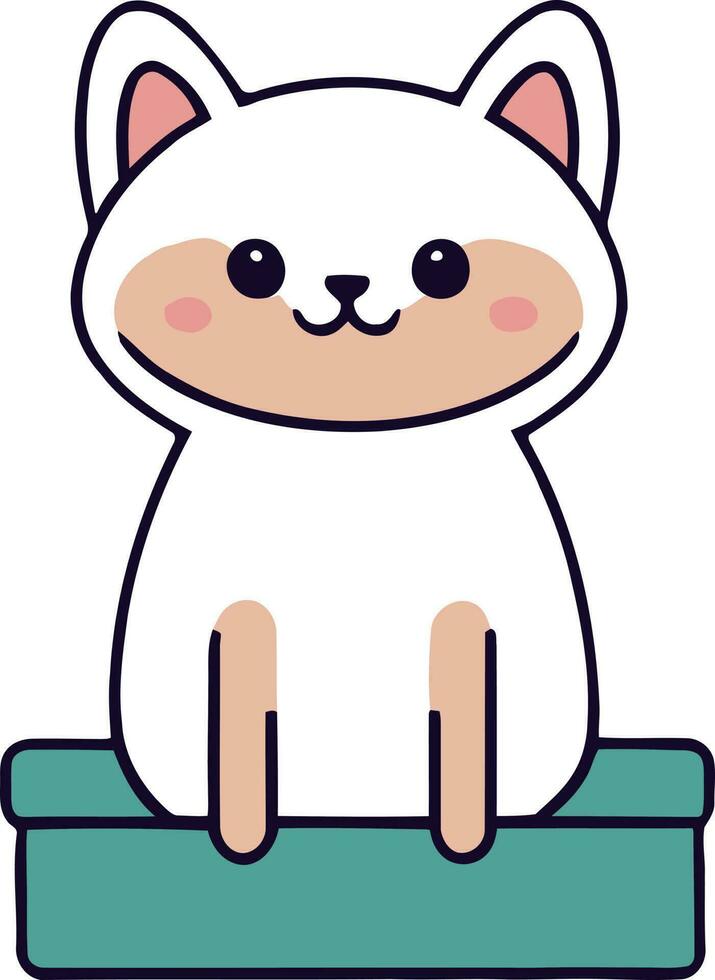 engraçado gato e adorável gatinho personagem vetor Projeto com plano cor dentro branco fundo adequado para adesivo, desenho animado e impressão Projeto.