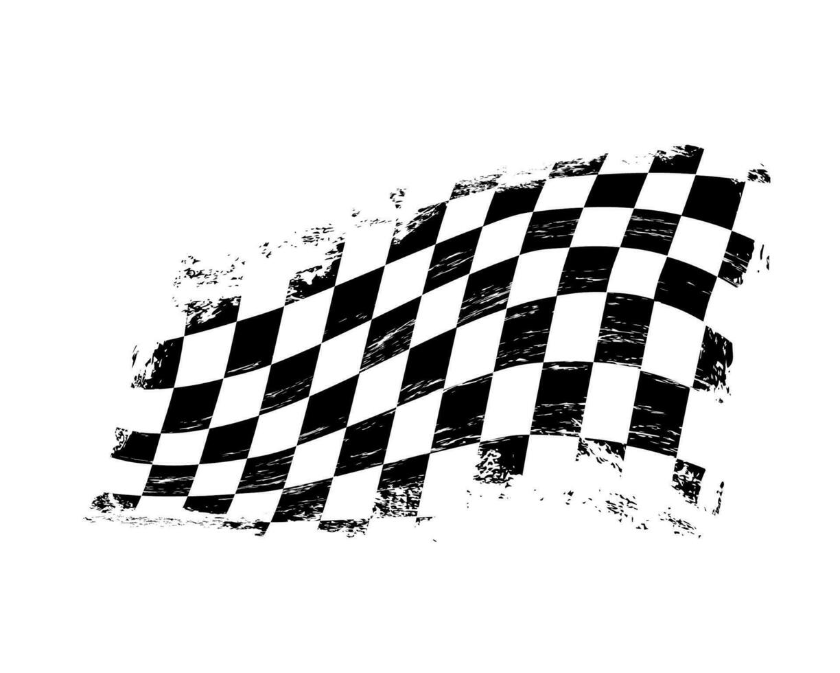 grunge xadrez corrida esporte bandeira com arranhões vetor