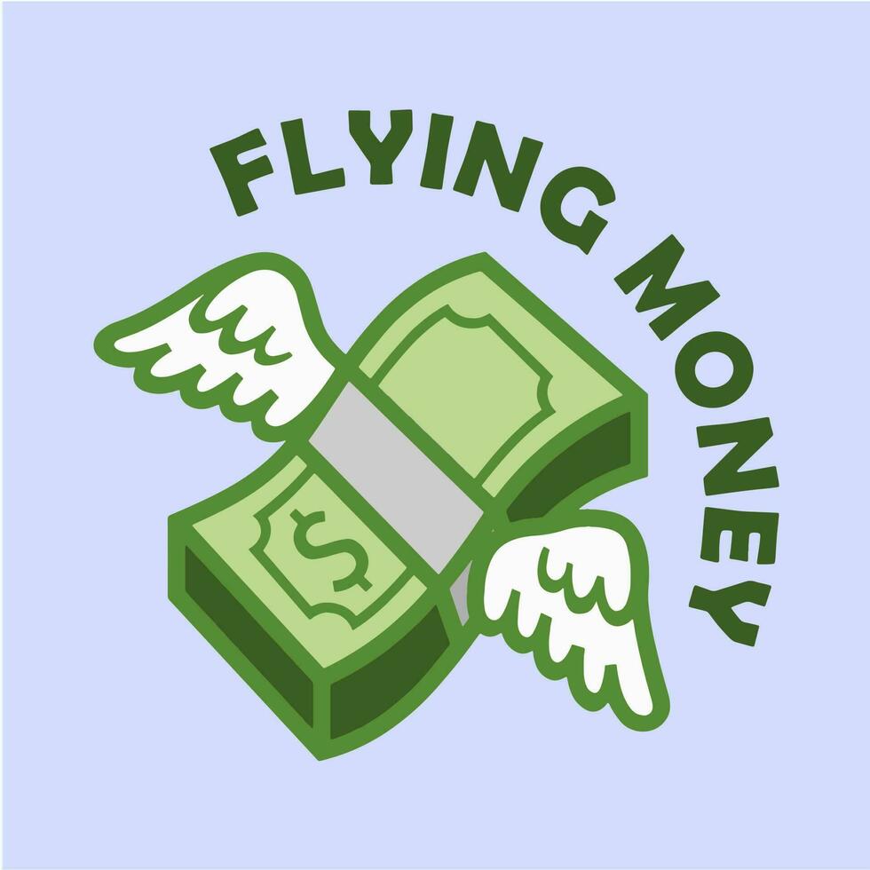 vôo dinheiro com asas vetor arte, ilustração e gráfico