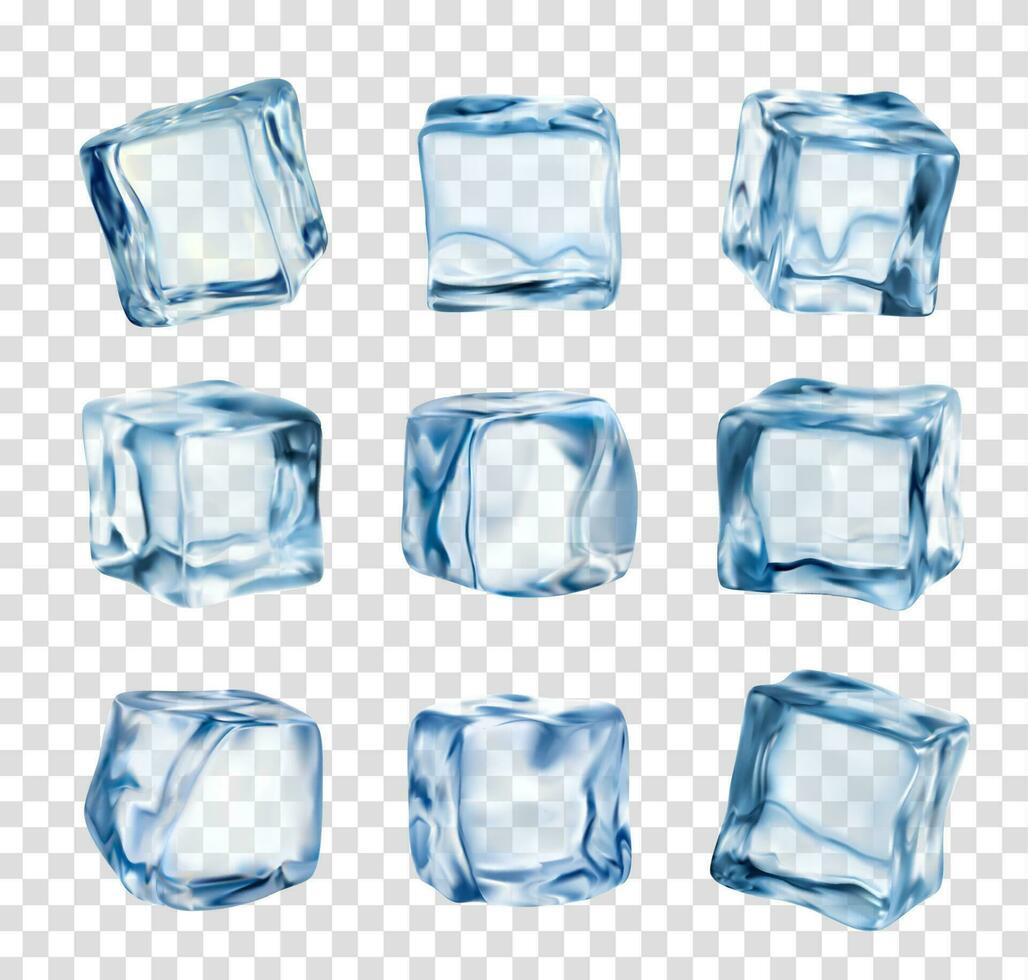 gelo cubos, realista cristal gelo blocos isolado vetor