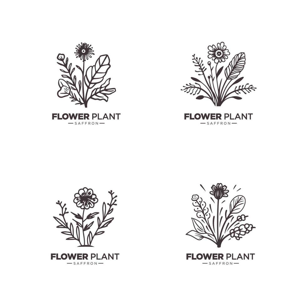 coleção do botânico e feminino logotipos e mínimo flores logotipo ícones vetor