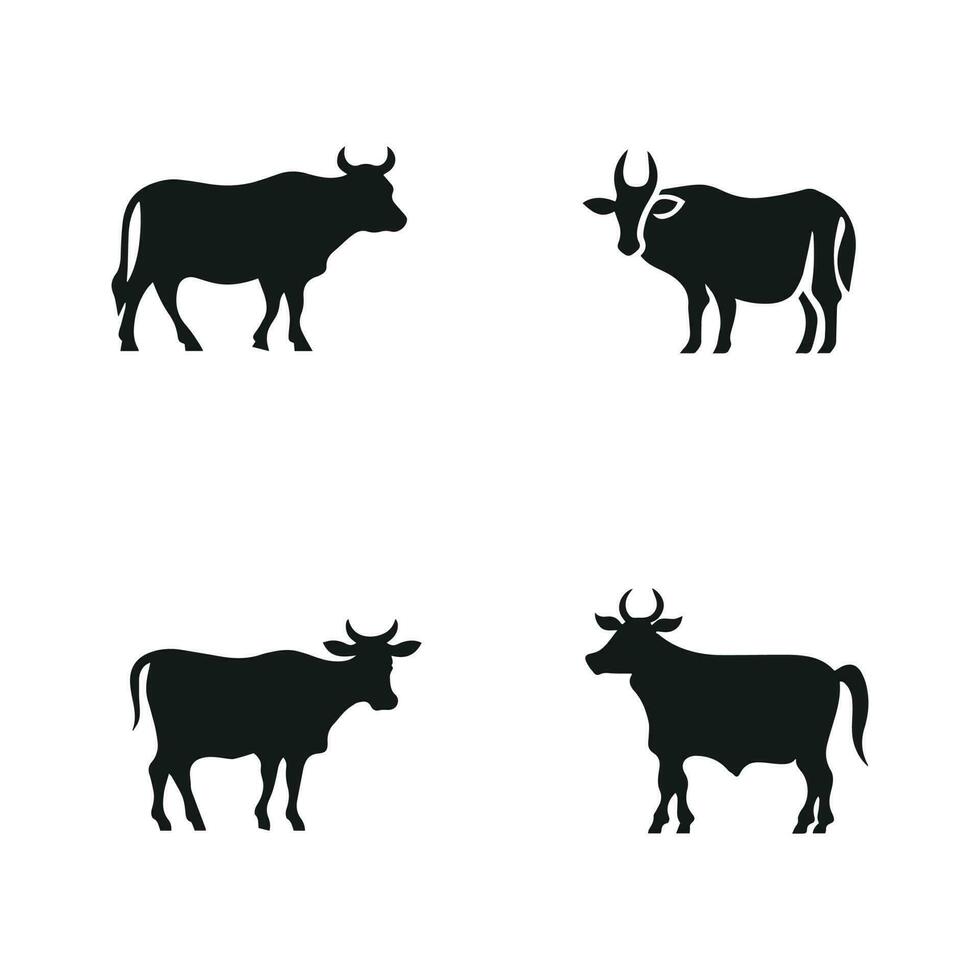 vaca ou búfalo vetor ícone coleção do vaca silhueta