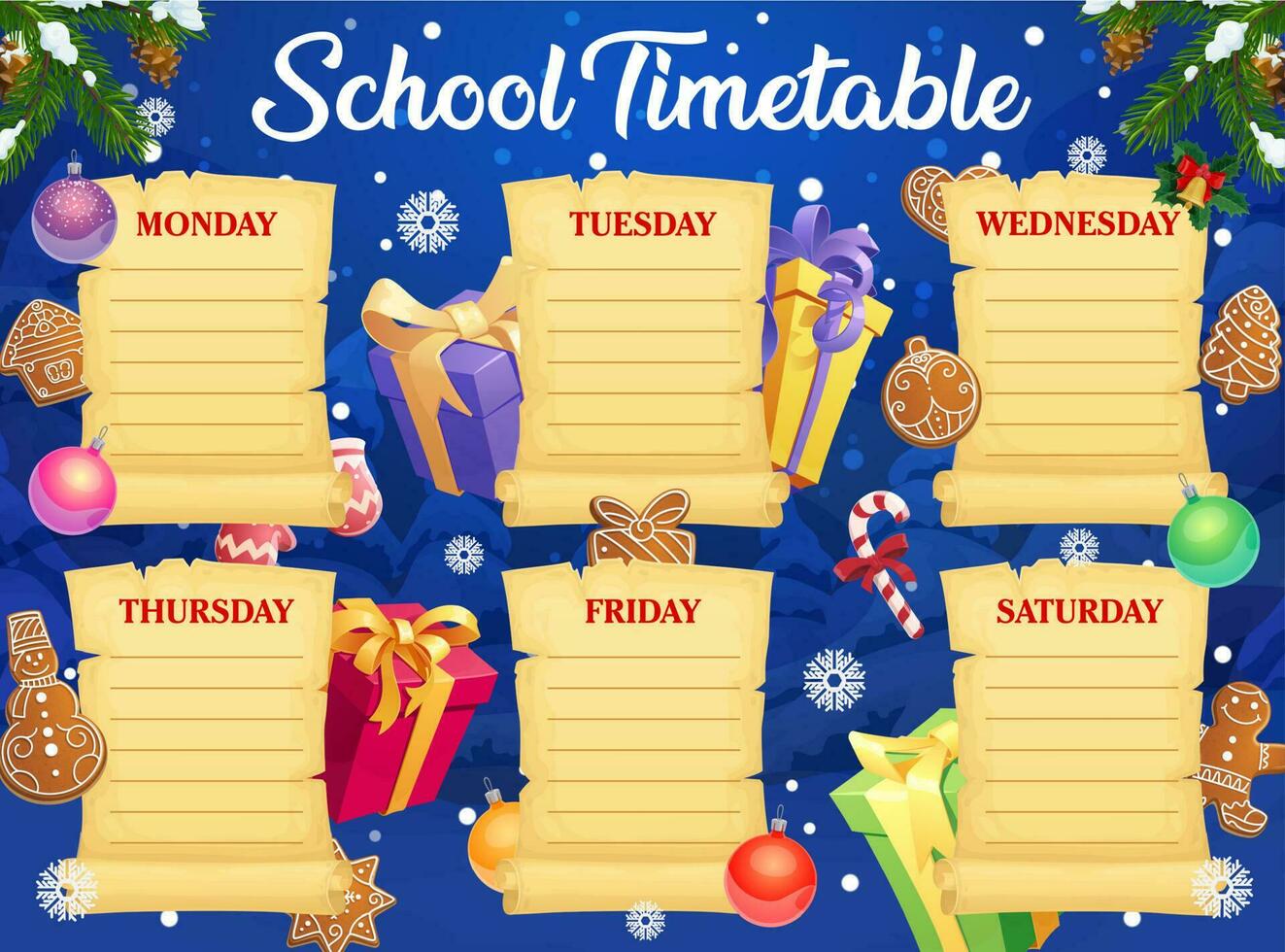 Natal feriados escola calendário modelo vetor