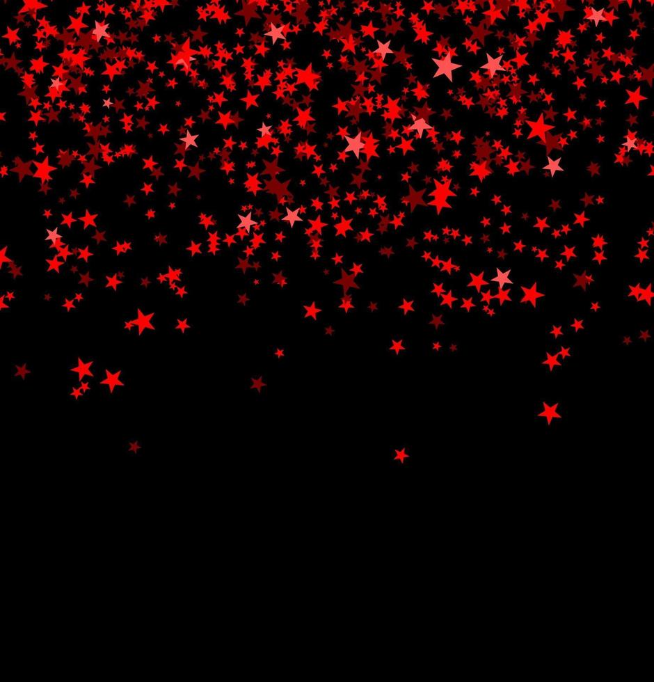 estrelas vermelhas caindo do céu em fundo preto vetor