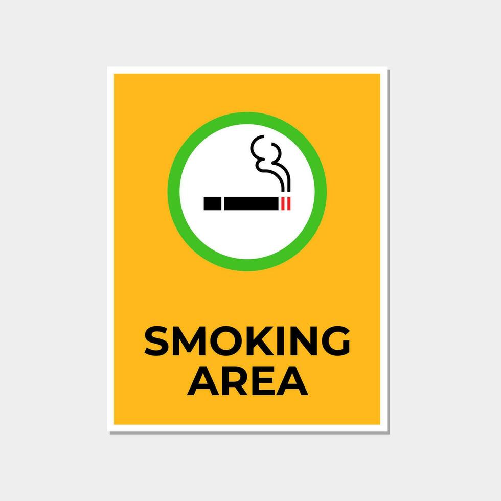 fumar área placa. fumar área rótulo. vetor