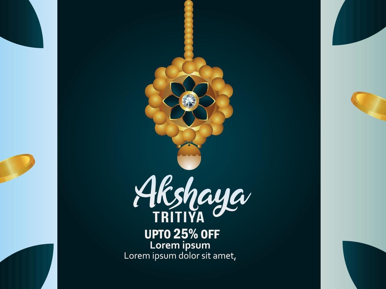 fundo de promoção de venda de festival indiano akshaya tritiya com ilustração vetorial de ouro vetor