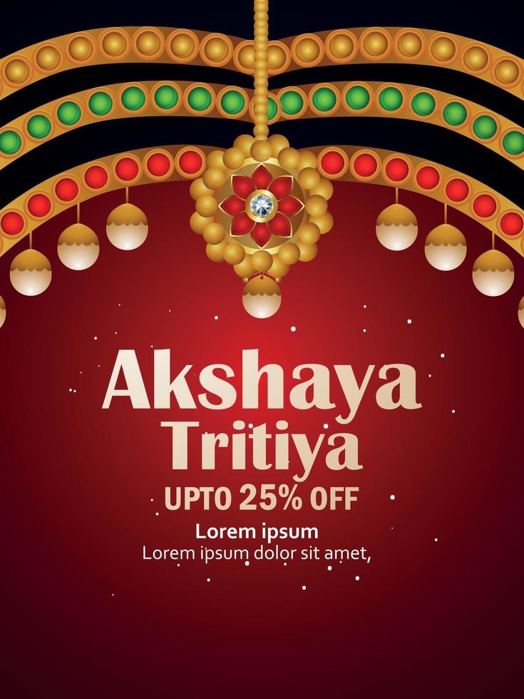 festival indiano de cartaz de venda feliz akshaya tritiya com ilustração criativa de ouro vetor