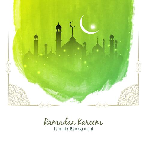 Abstrato Ramadan Kareem fundo aquarela verde vetor