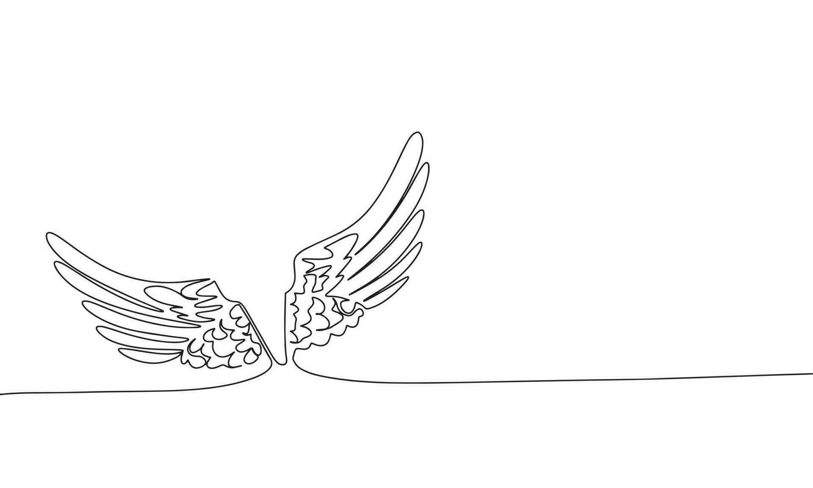 asas do anjo contínuo linha desenhando elemento isolado em branco fundo para decorativo elemento. vetor ilustração do asas dentro na moda esboço estilo.