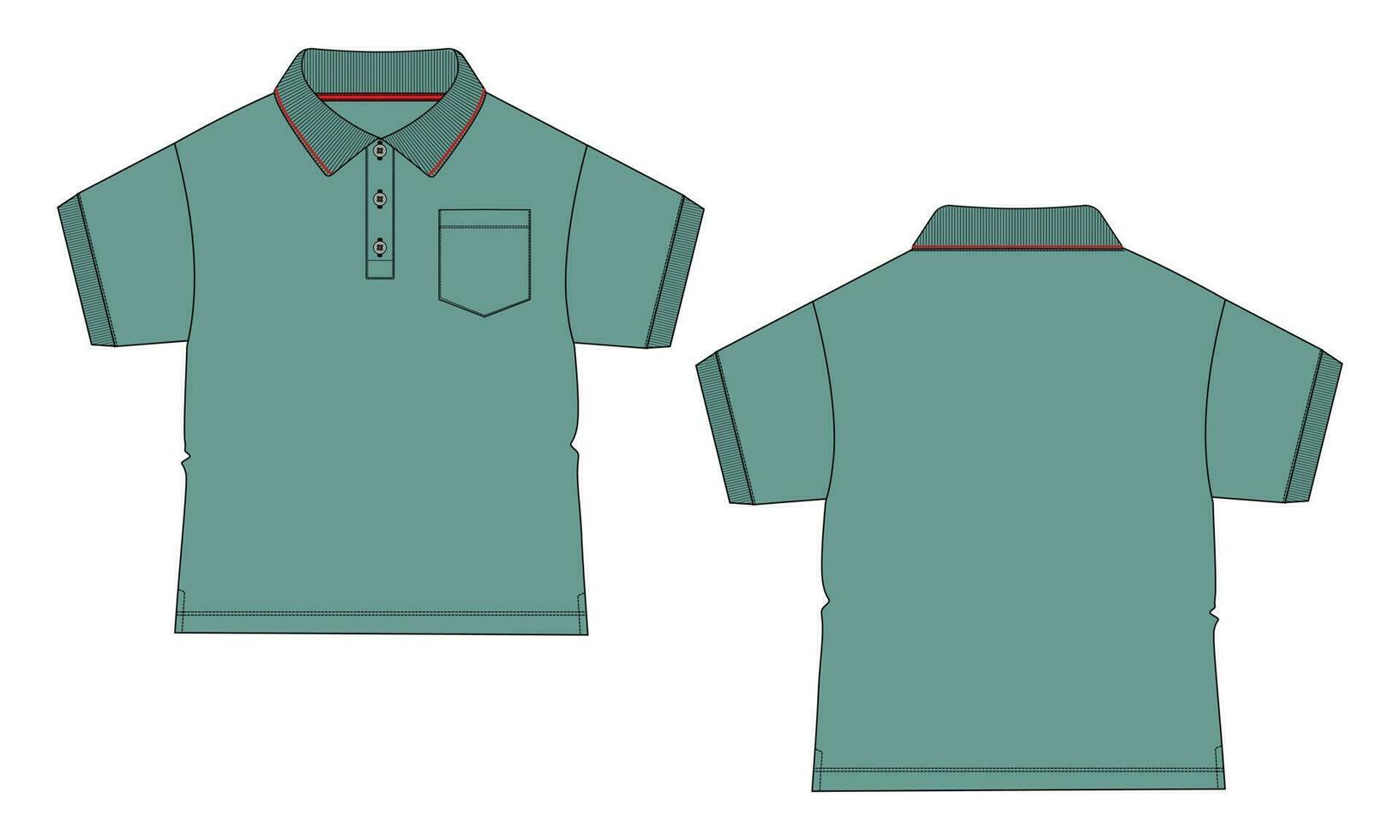 verde cor pólo camisa vetor ilustração modelo para crianças isolado em branco fundo