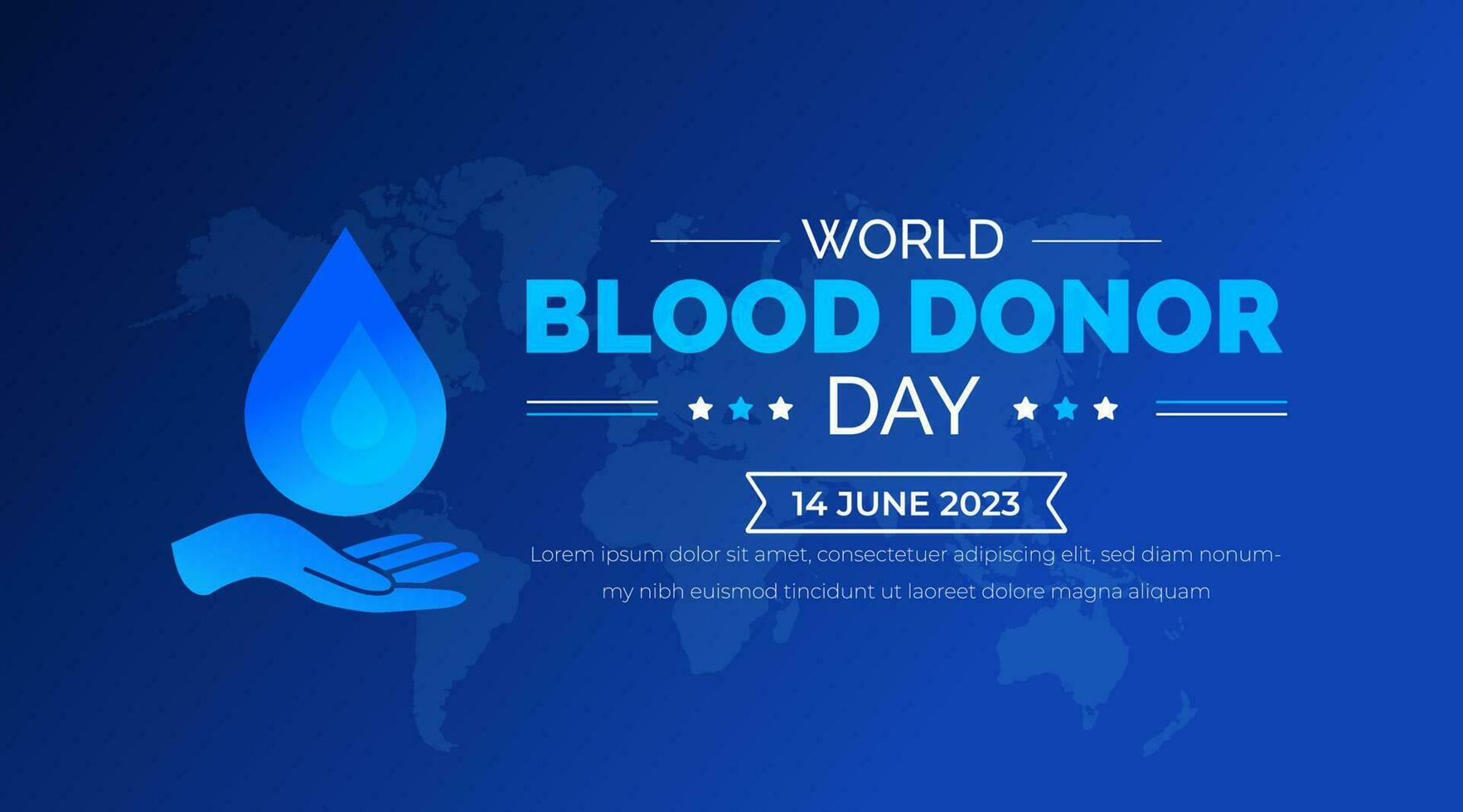 mundo sangue doador dia tecnologia fundo ou bandeira Projeto modelo com azul cor. tipografia e único formas vetor ilustração. sangue solta vetor Projeto.