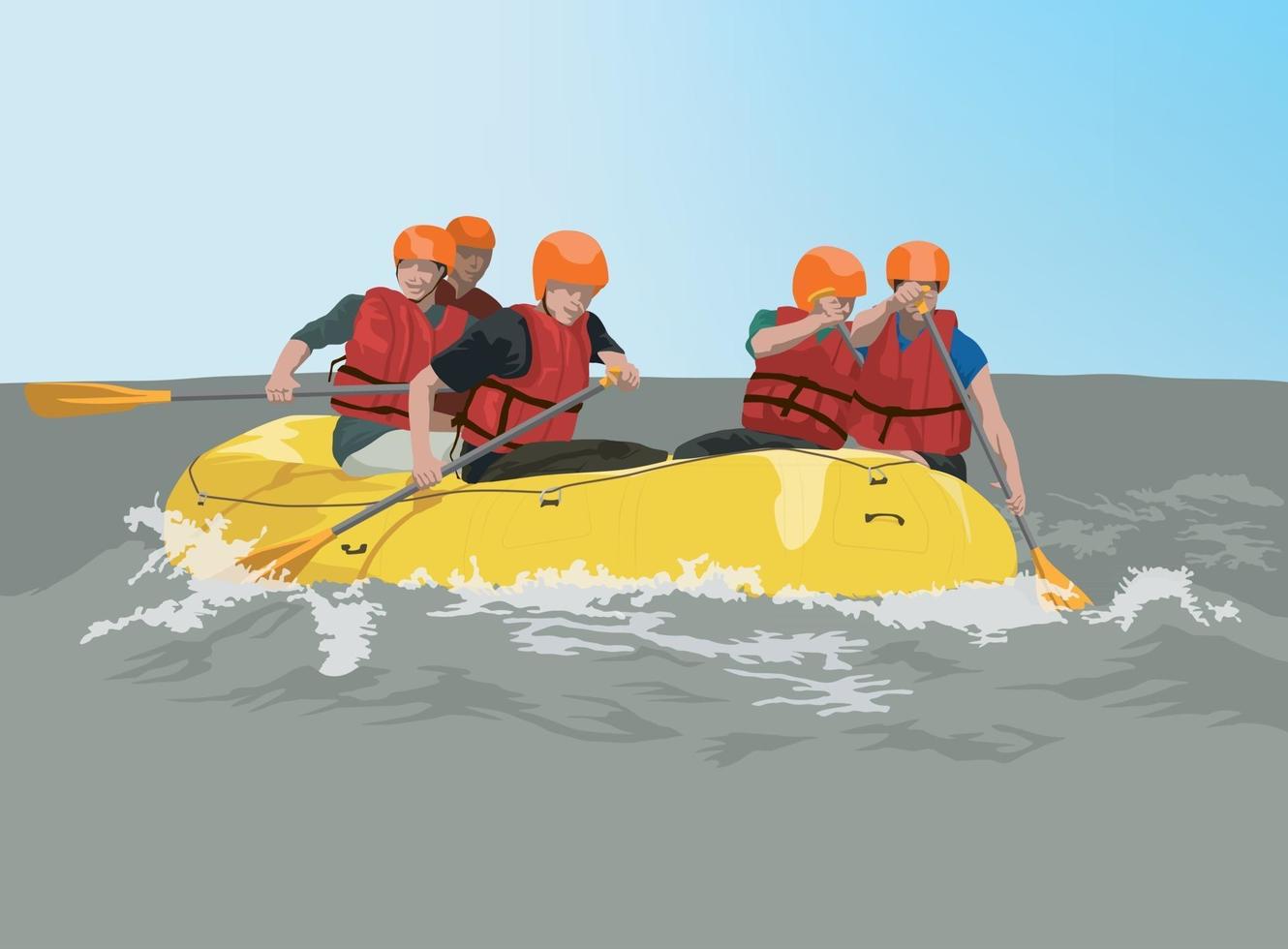 aventura de rafting em vetor gráfico de ilustração