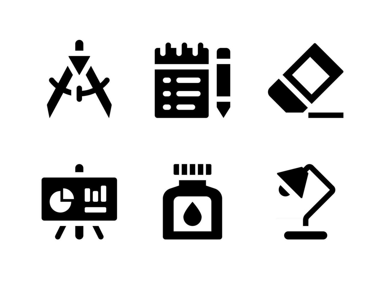 conjunto simples de ícones sólidos de vetor relacionados a papelaria