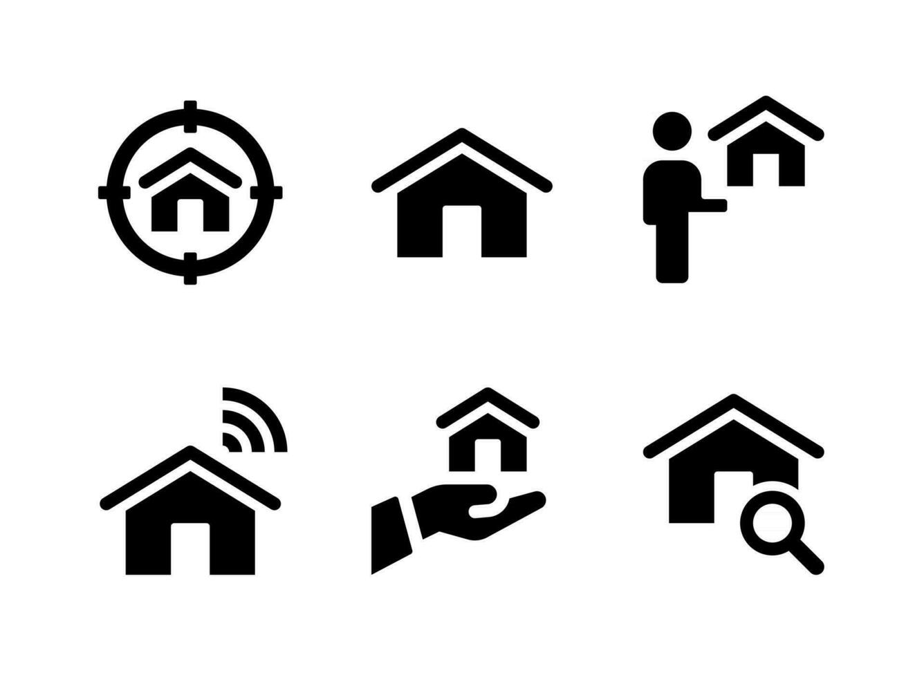 conjunto simples de ícones sólidos de vetor imobiliário