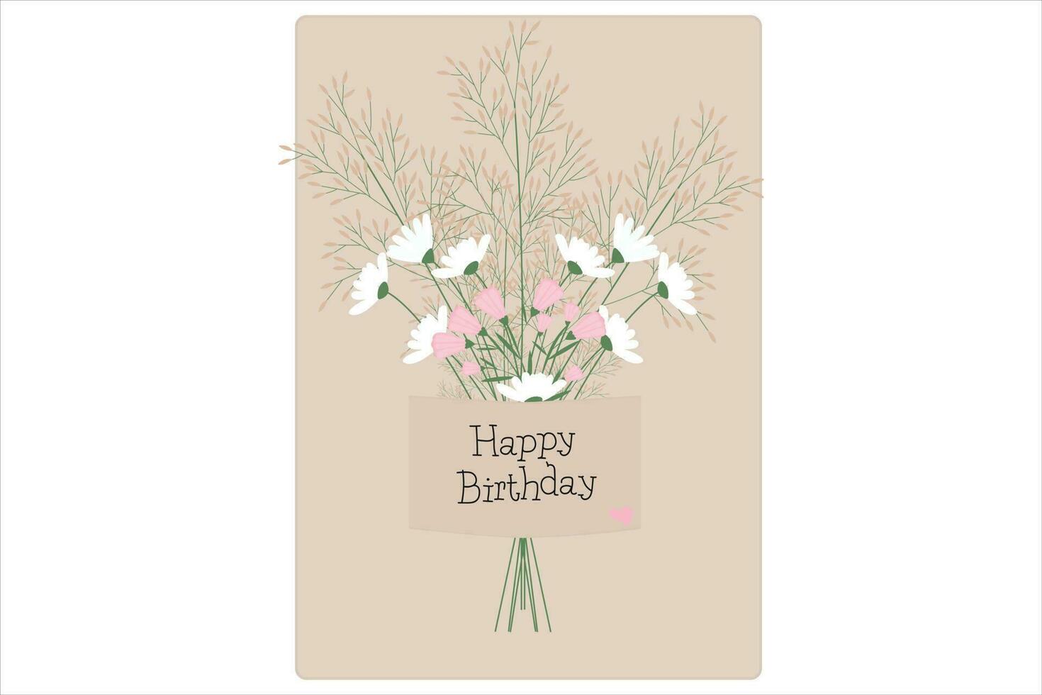 cartão postal, feliz aniversário. ramalhete do selvagem flores Prado flores variedade. desenho animado. vetor