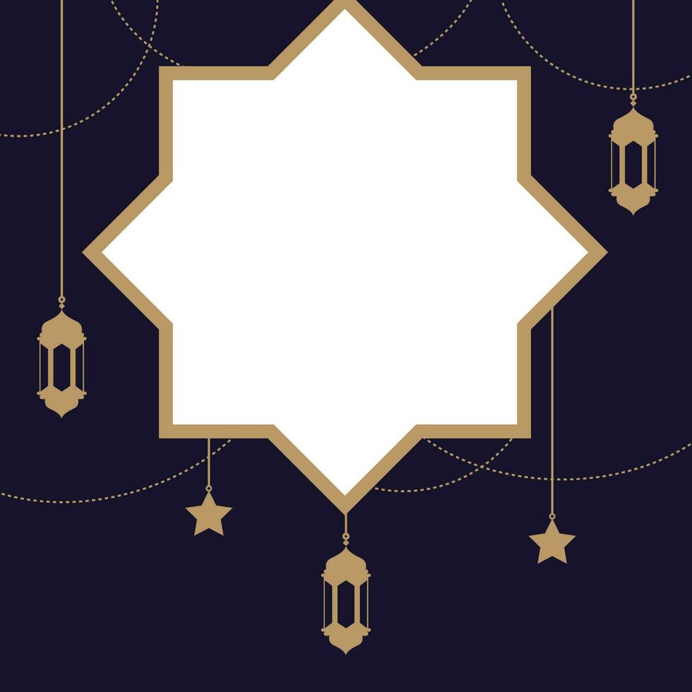 plano islâmico fundo com texto espaço área. lanterna, estrela, e decorativo enfeite para papel de parede projeto, poster, e meios de comunicação bandeira. vetor