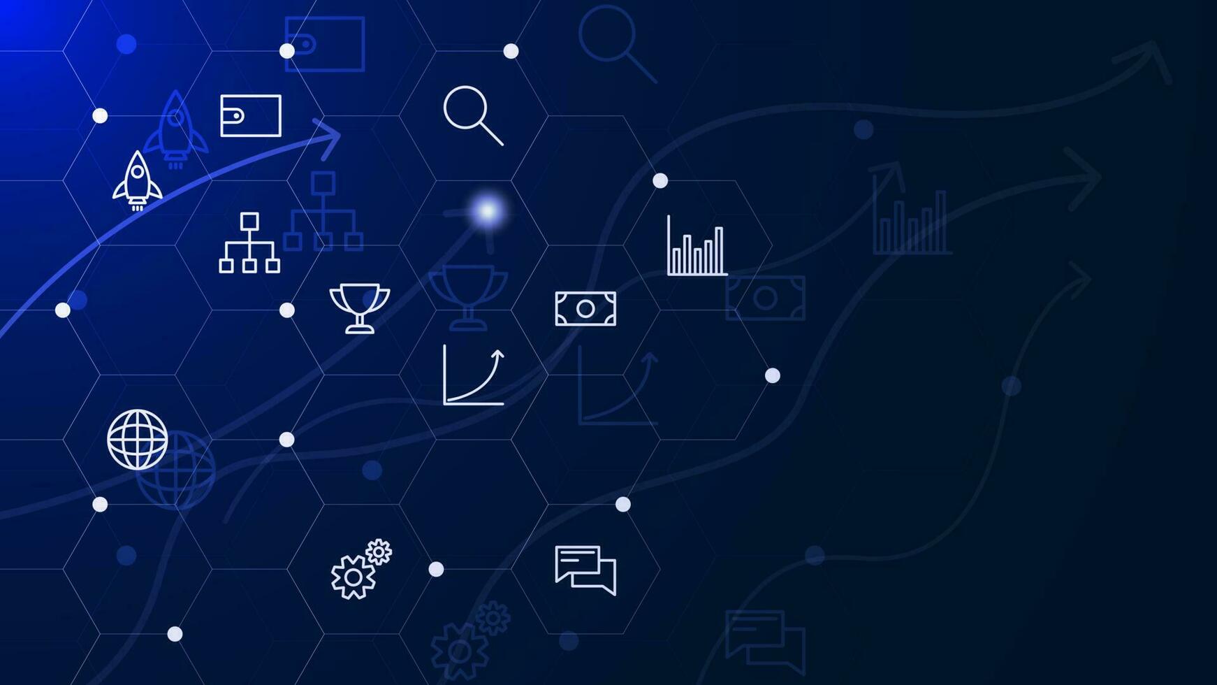 o negócio processo gestão fundo. o negócio processo fluxo de trabalho ou automatizado o negócio sistema com ícones e hexagonal formas. vetor ilustração.