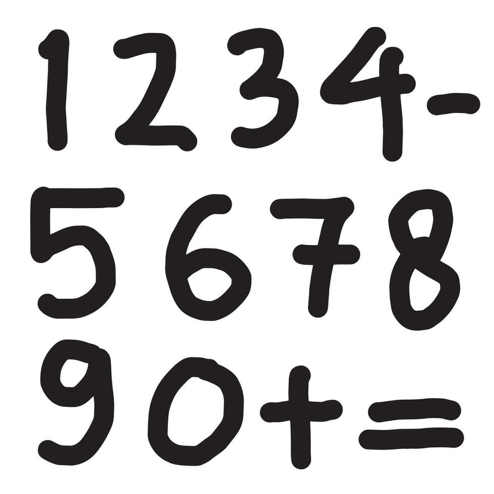 números definidos na mão desenhada style.number doodles ilustração. vetor