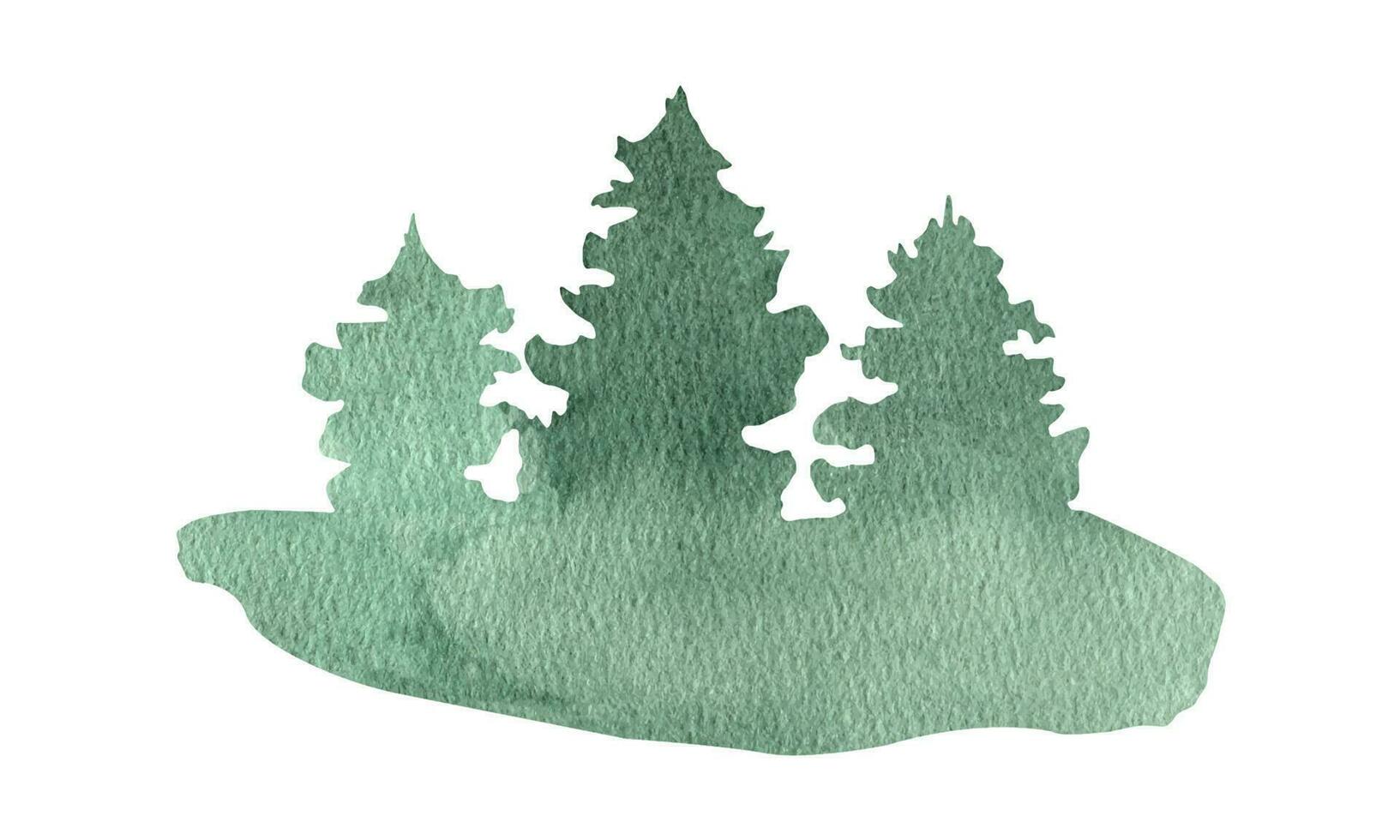 mão desenhado aguarela abeto árvore floresta panorama clipart vetor