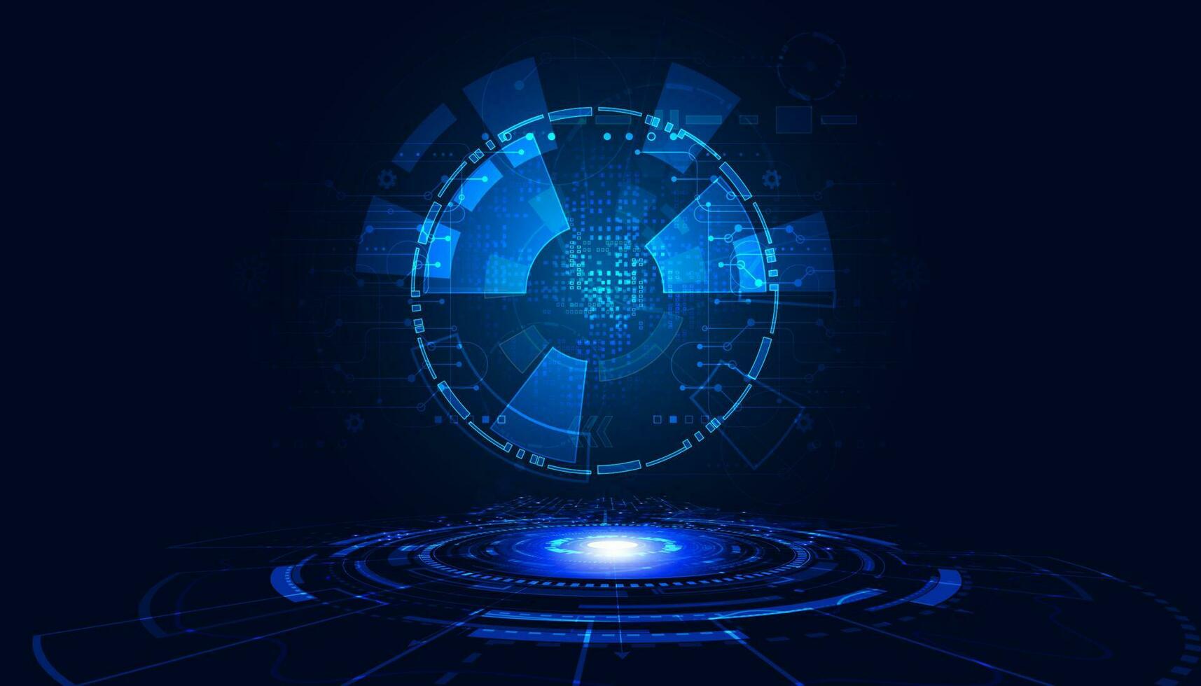 abstrato círculo digital tecnologia moderno azul cor em lindo azul fundo vetor