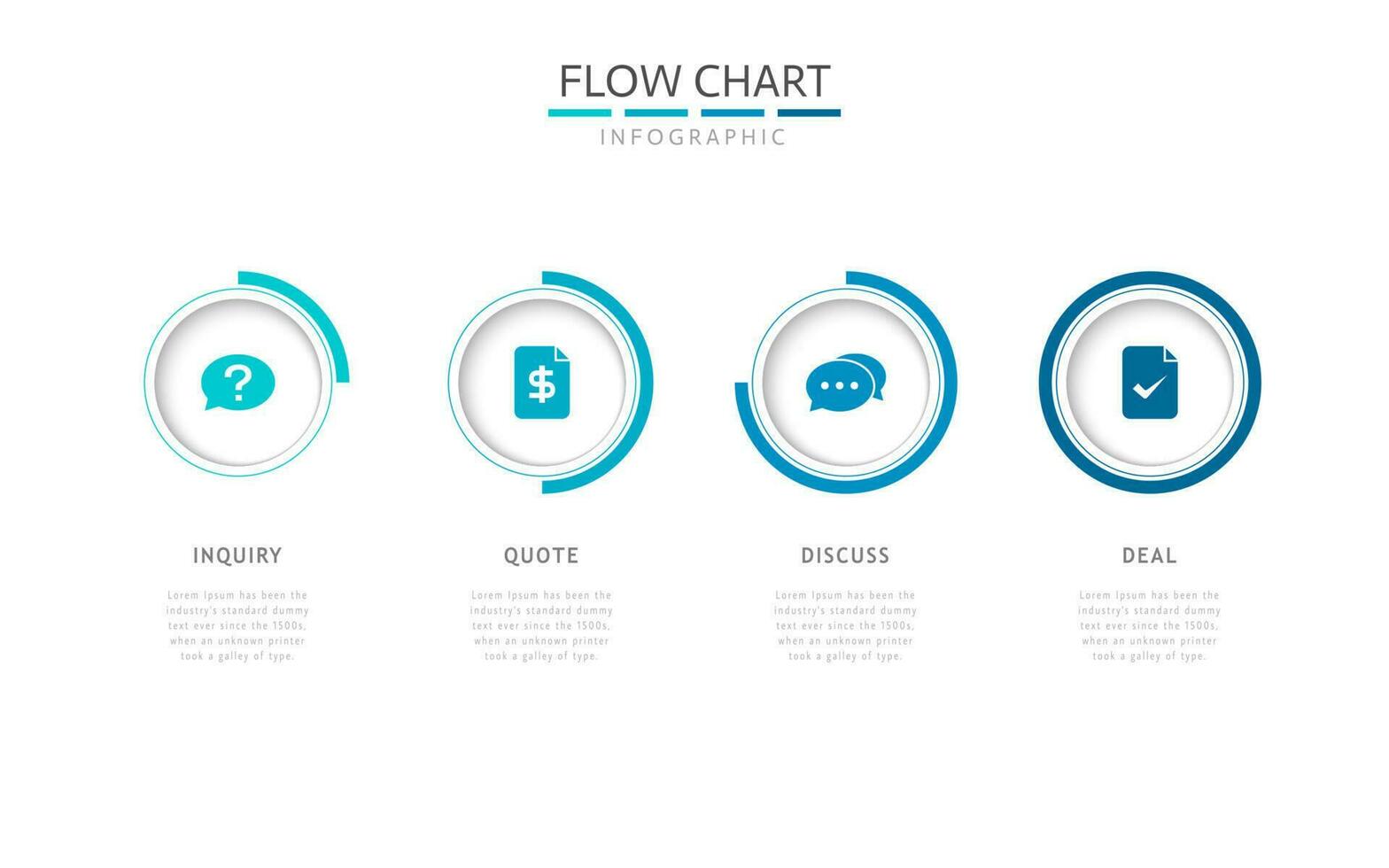 horizontal circular fluxo gráfico infográfico com 4 passos, opções para negócios, apresentação vetor