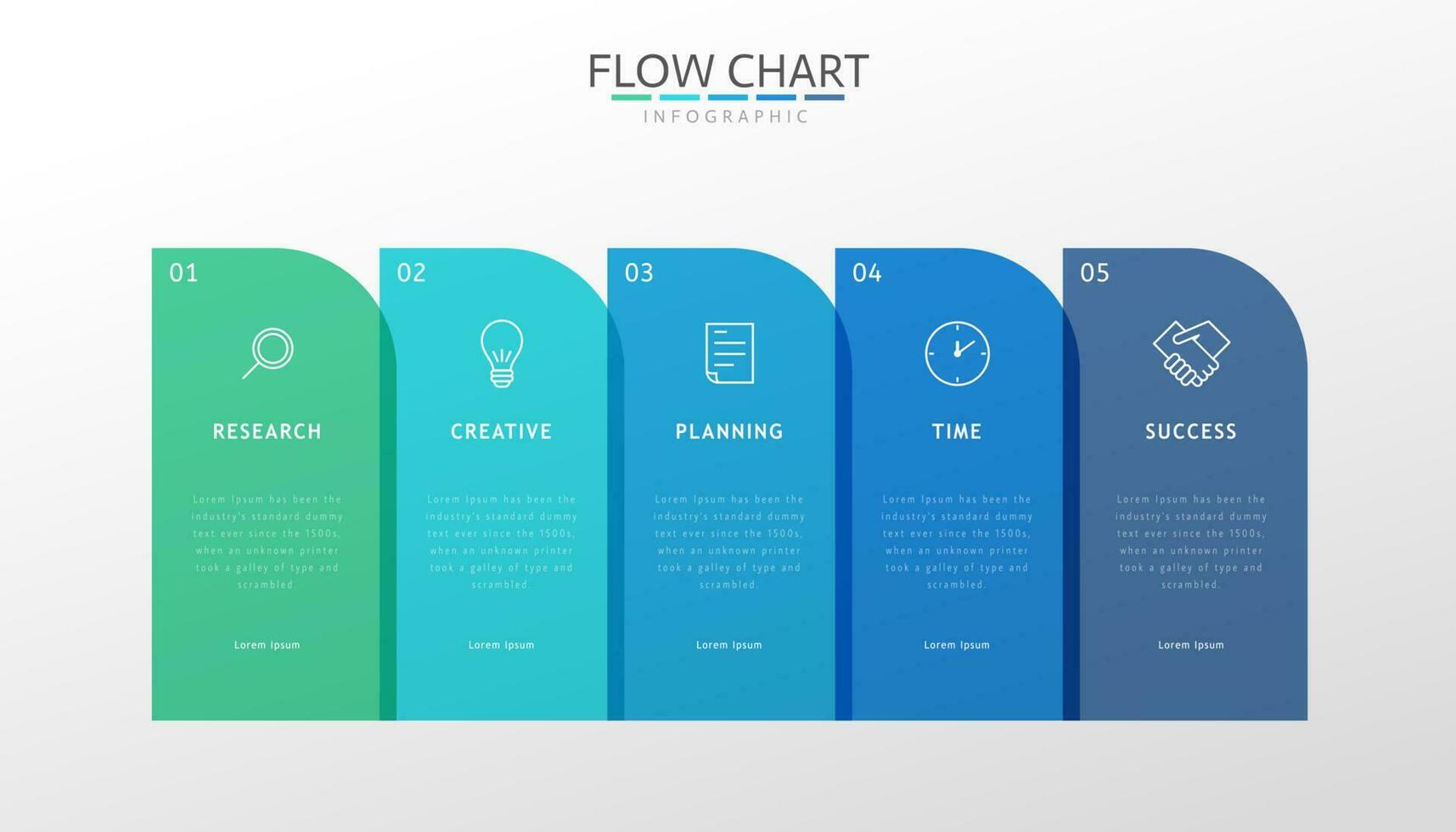 fluxo gráfico infográficos Projeto modelo para o negócio com cinco passos vetor